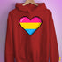 Pansexual Pride 8-Bit Pixel Heart Hoodie - Red